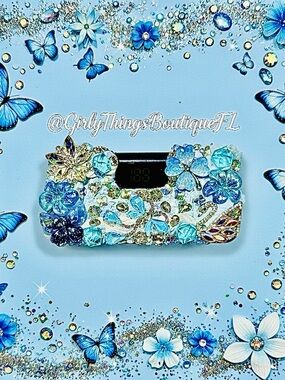 Blue Crystal Floral Bling Bag Sealer